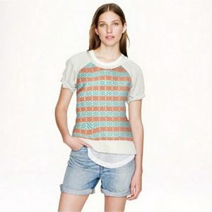 J. Crew Paneled Sweatshirt in Surf Stripe Size Small